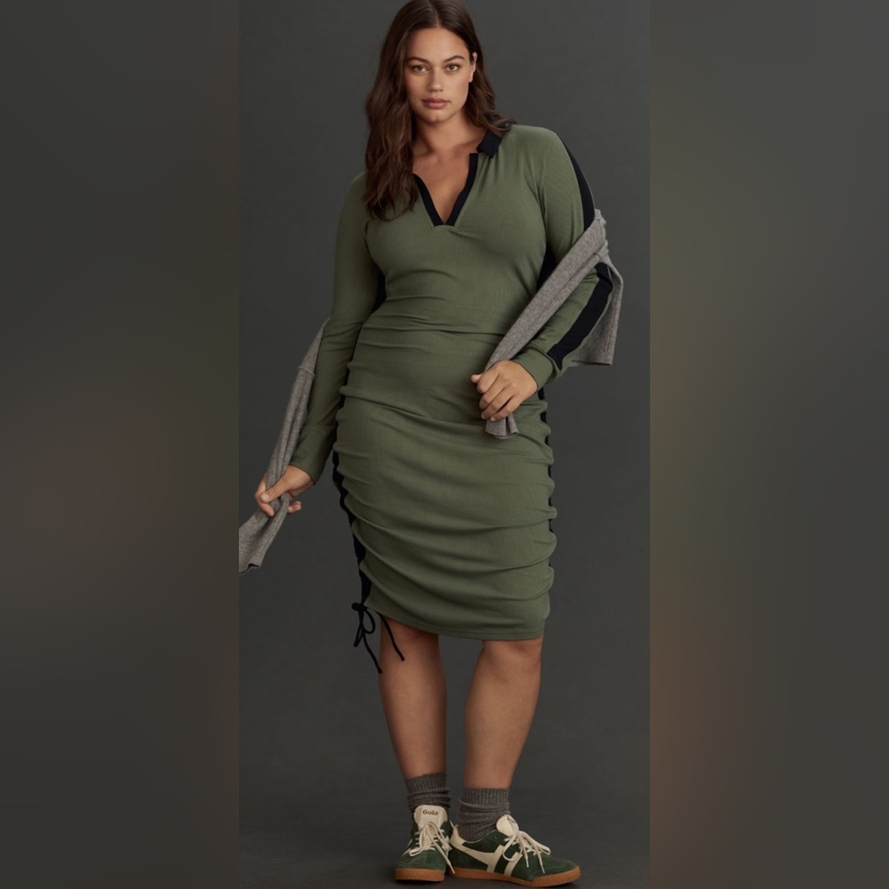 Daily Practice from Anthropologie Olive Green and Black Ribbed Dress. 3X. NWT